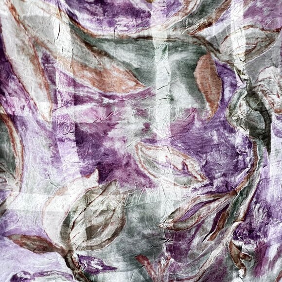 R&M Richards Sleeveless Floral Dress Textured Crinkle Lined Green Purple READ - Picture 3 of 10